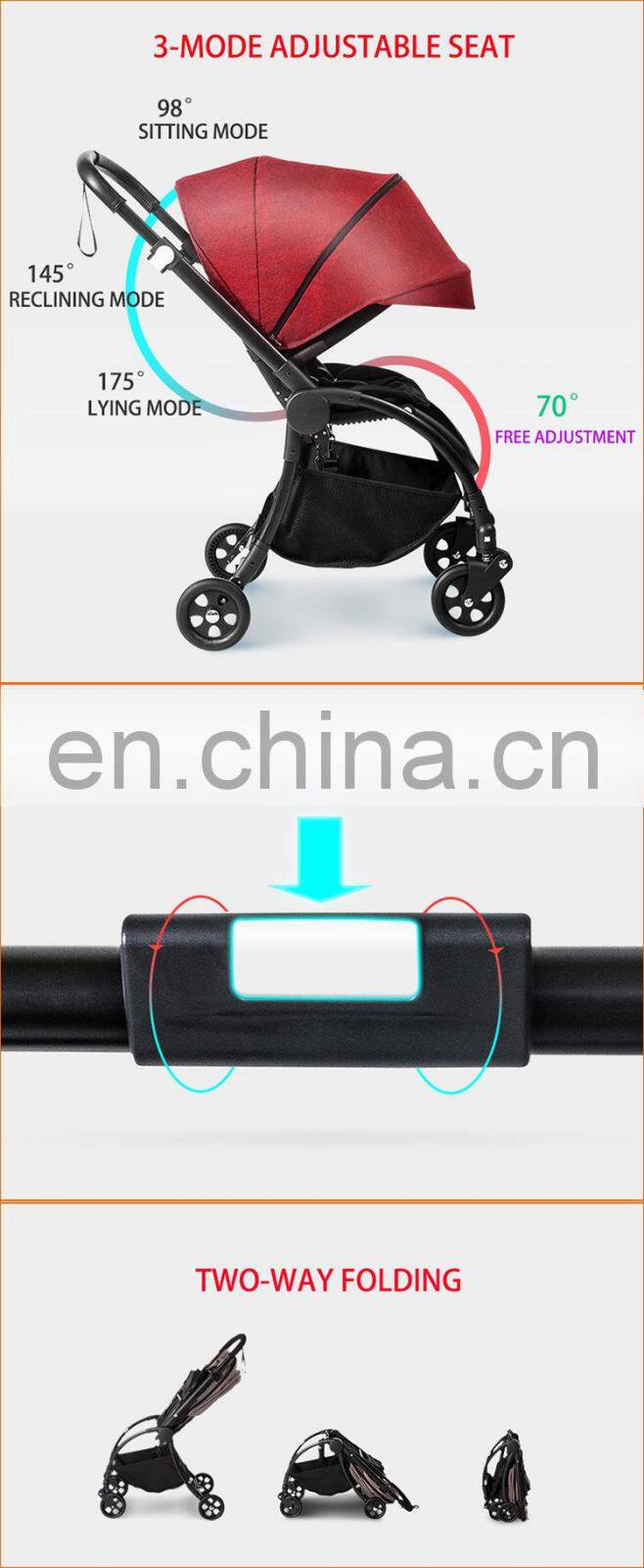 Luxury Easy Folding Baby Stroller 3 in 1 Reversible Seat Stroller Baby