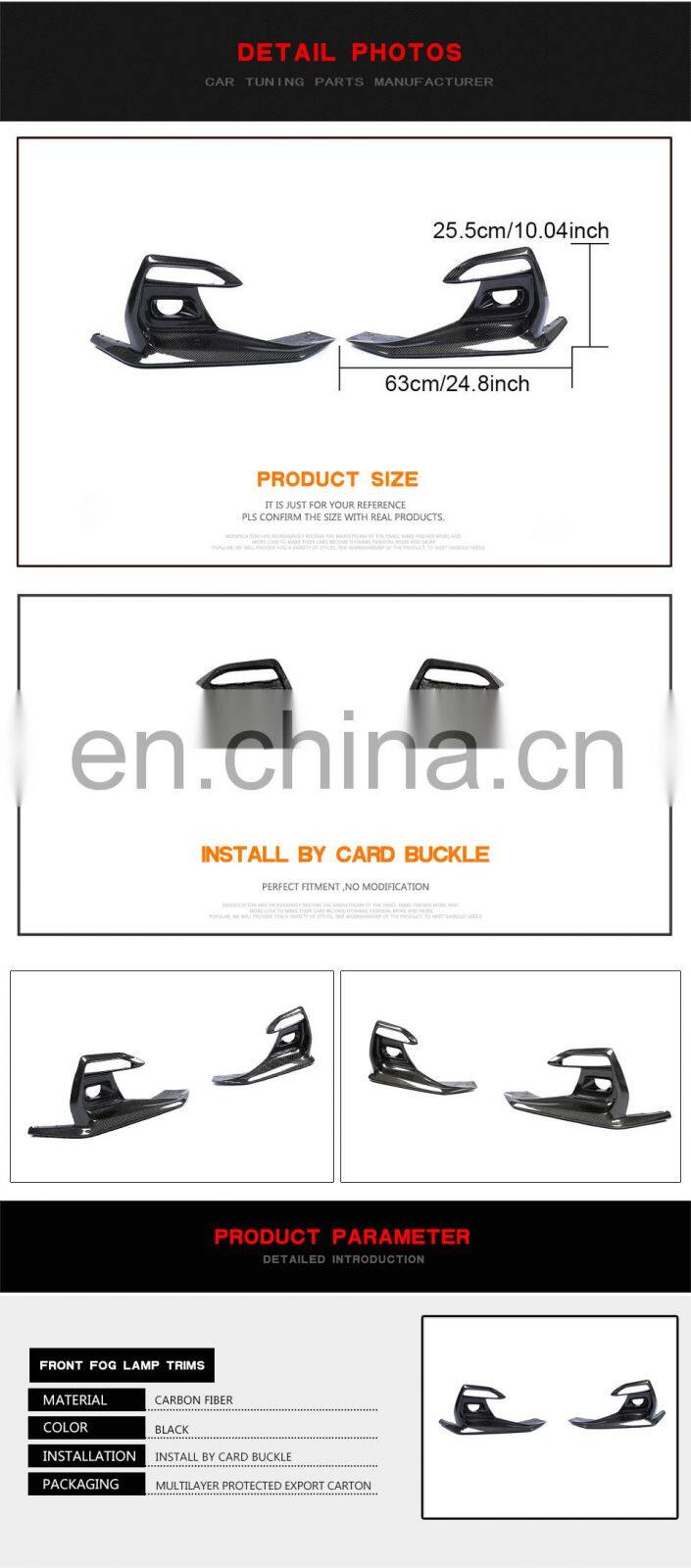 For Infiniti Q50 Sport 2018 2019 Carbon fiber fog light lamp cover trims