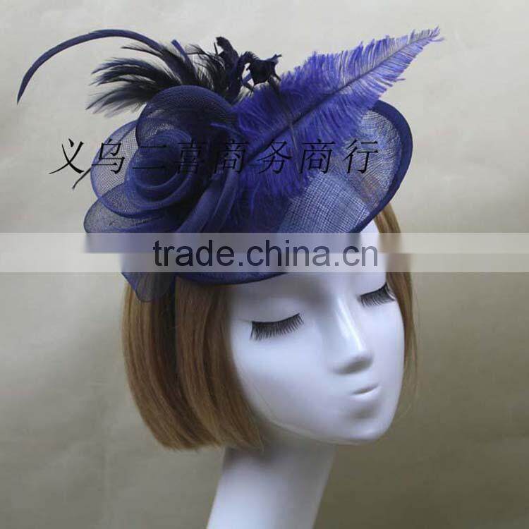 2015 Ladies Design Feather Fascinator Sinamay For Party/Races/Chuch