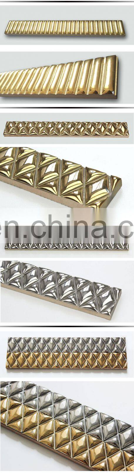 Border design decoration tile wall art gold border tile 20x600mm