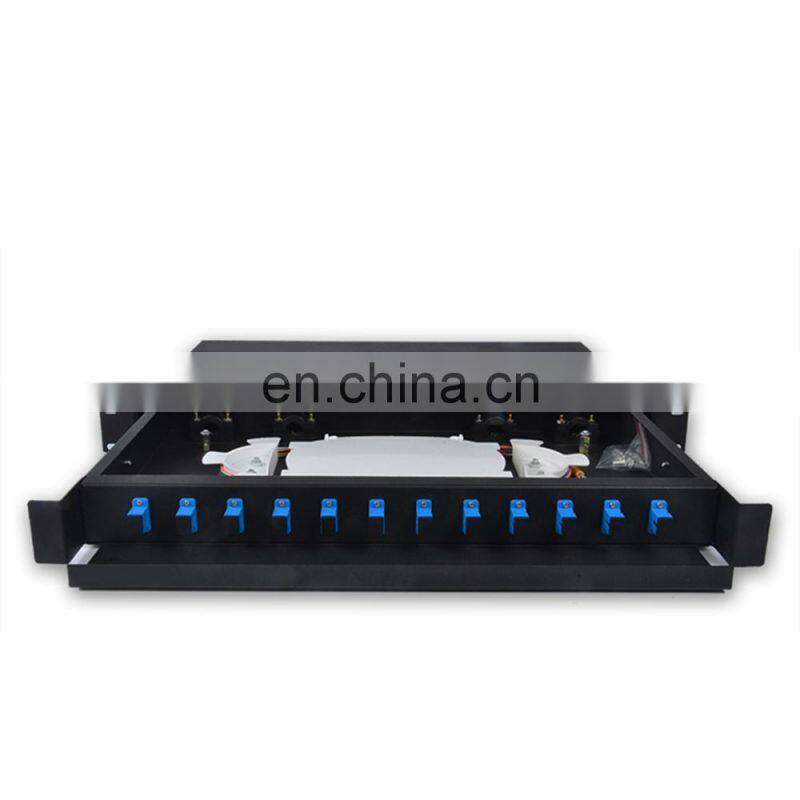 MT-1006-SC High Quality 19" Network Cabinet Mount Type SPCC 1U Fully Loaded 12 24 Core ODF With SC A/PC Adaptor And Pigtails