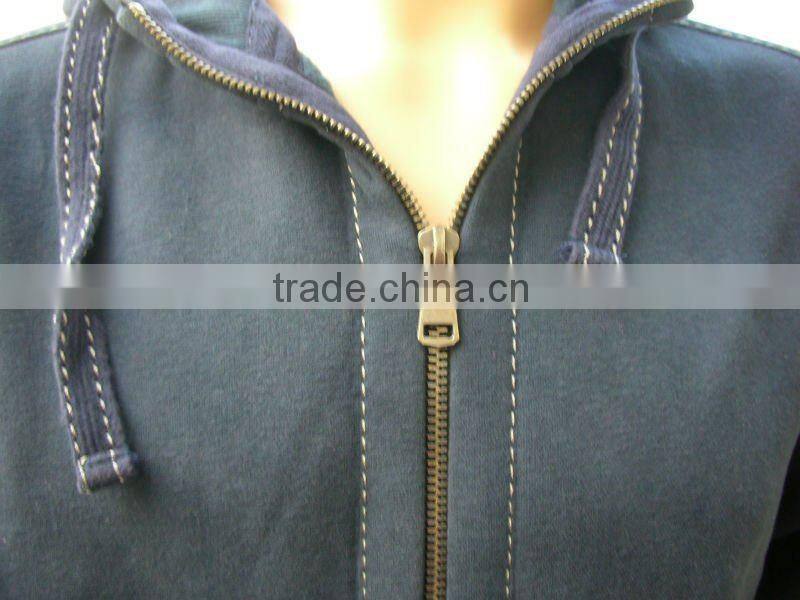 Men's fleece hoody sweater heavy thread wide stitch