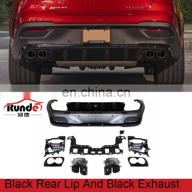 Runde PP Material Body Parts Rear Lip Exhaust For Mercedes-Benz GLE 54 400 Coupe Modified AMG Style rear lip exhaust