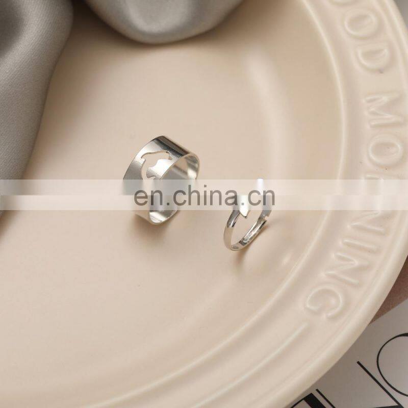 Trendy Gold Butterfly Rings For Women Men Lover Couple Rings Set Friendship Engagement Wedding Open Rings 2021 Jewelry