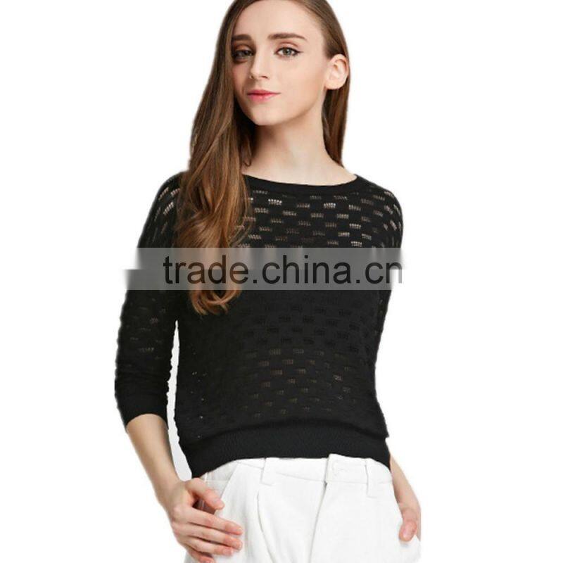 New arrival fashion summer hollow sweater with breathable pullover style