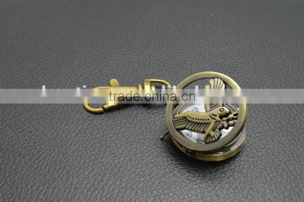 Mens cool eagle pattern pocket watch stainless steel back face coin watch