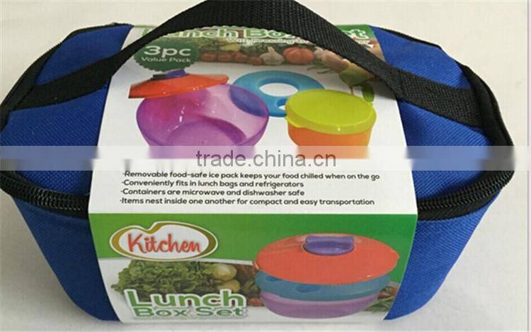 Lunch Set Insulated Bag 3 Food Containers /Plastic Fresh Food Containers
