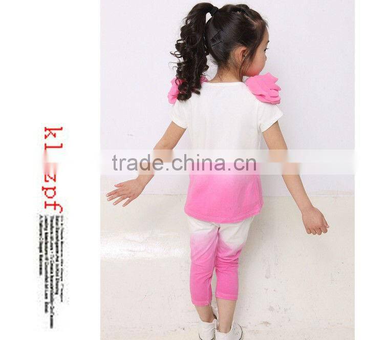 B2W2 kids casual sets, big children sport suits, girl flower suits