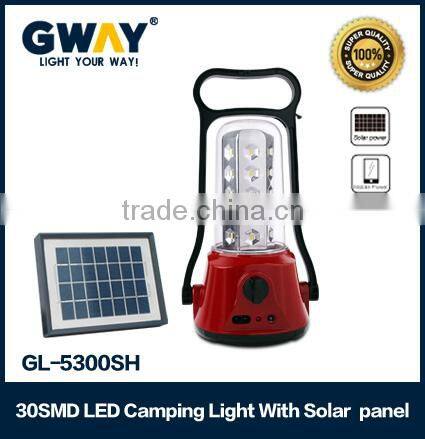 30SMD LED solar Camping lantern 4V2500mAH sealed lead-acid battery handle