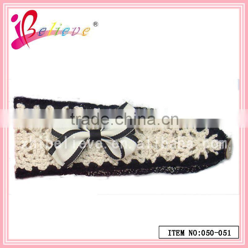 Fashion elastic hairband wholesale flashing bow headband,chiffon bow baby headband