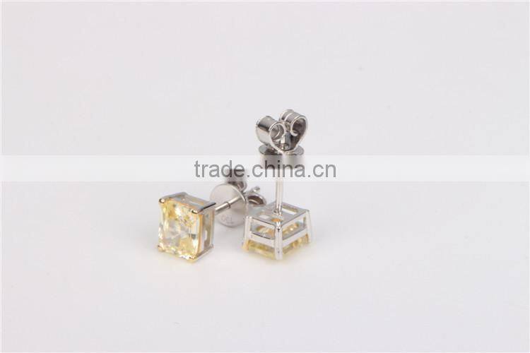 18k white Gold Plated yellow Crystal sterling silver earrings jewelry