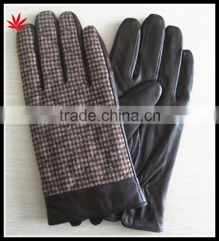 men's brown winter driving leather hand gloves