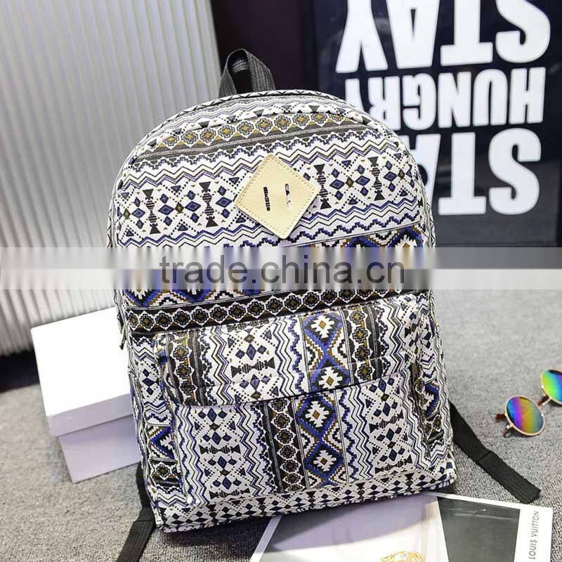 Hot Selling Chevron Tribal Stylish Canvas Printing Women Backpack
