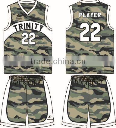 hot sales customize sublimation camo basketball uniform
