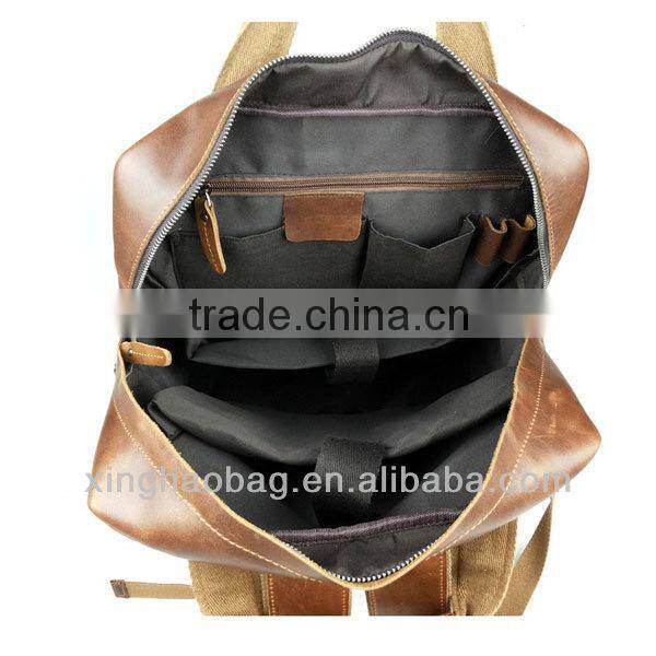 Men's leather camping and hiking backpack