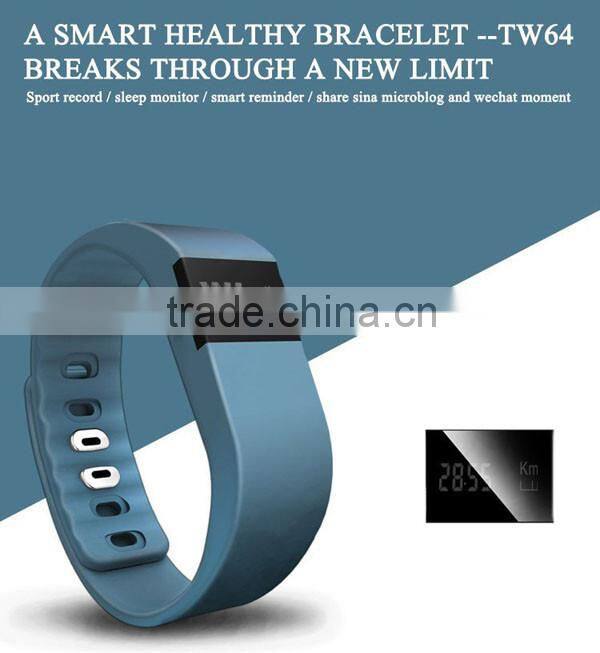 Hottest Bracelet Bangle Smart Watch TW64 with Bluetooth 4.0