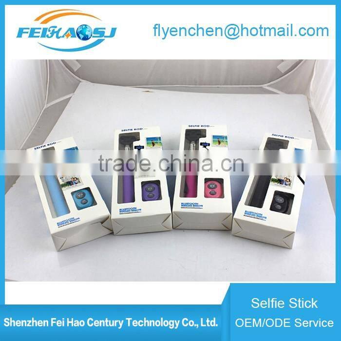Bluetooth wireless mobile phone selfie stick monopod with retail packaging for iphone, for samsung