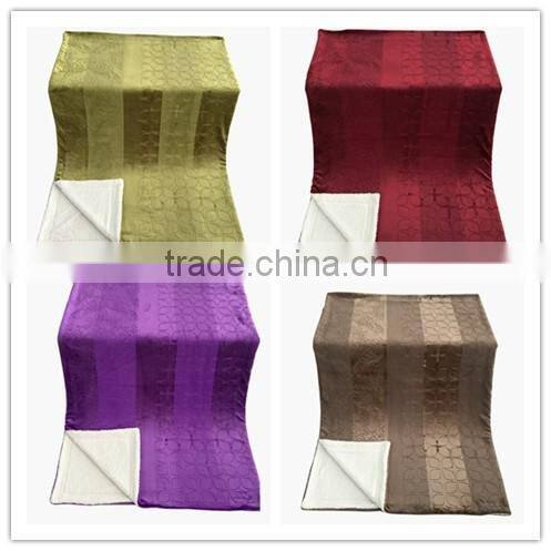 new design polyester embossed flannel sherpa blanket