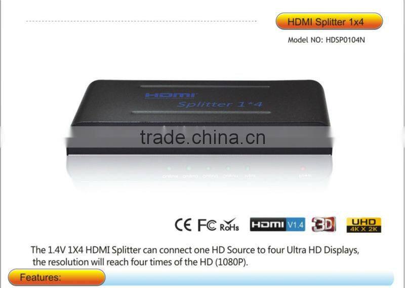 3d 1x4 hdmi splitter 1 in 4 out for set top box|HD