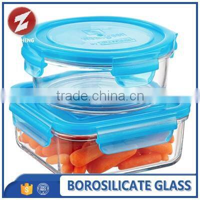 customized transparent borosilicate glass container with lid