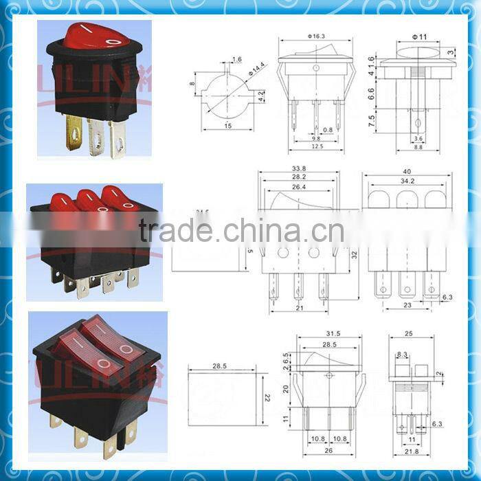 Power Khan PA66 KCD1 KCD8 KCD4 ON OFF 6A 250V Mini Rocker Switch