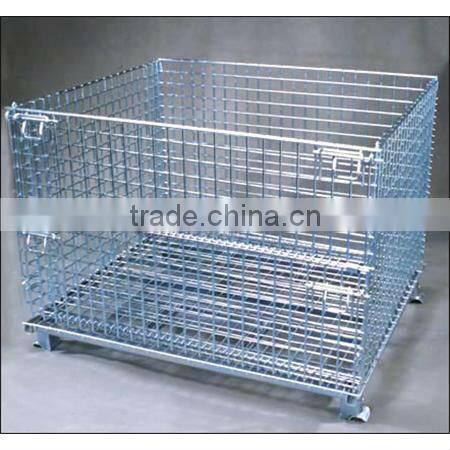 Stackable folding storage rack and galvanized steel Wire Storage Cage / Warehouse Cage