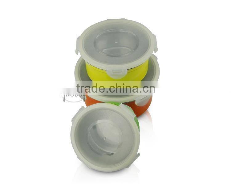 3pcs colorize stainelss steel coating crisper box set with airtight lid