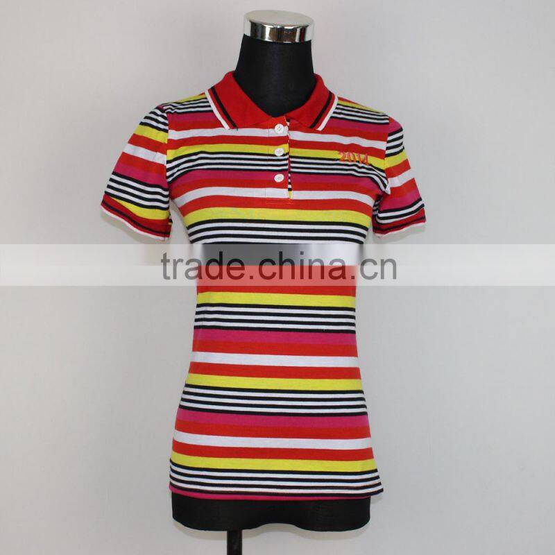 Low Price Good Quality Top Sales Women custom striped polo shirt