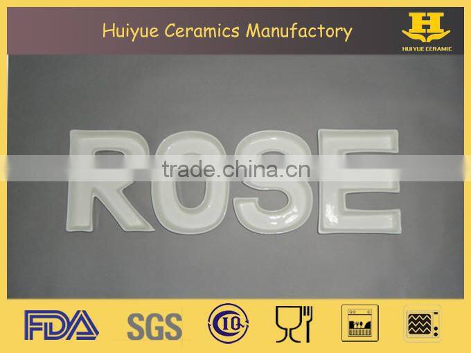 porcelain letter plates white color HAPPY BIRTHDAY