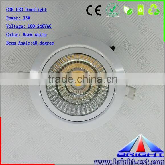 COB LED downlight Aluminium body 15W 1500 lumen COB led downlight