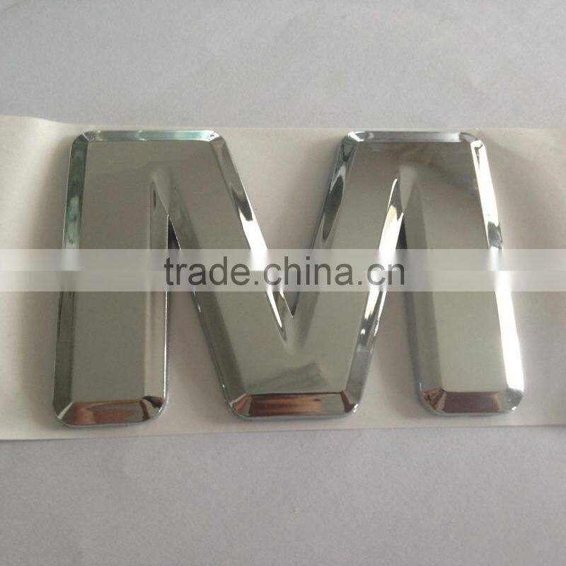 Decoratiion 3D ABS plastic chrome plating self-adhesive letter sign