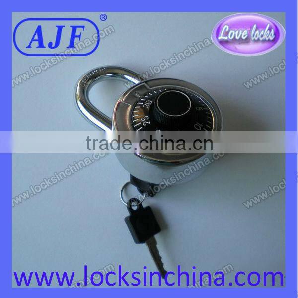 1 7/8" Locker lock with 3 dial combination lock and key for cabinet