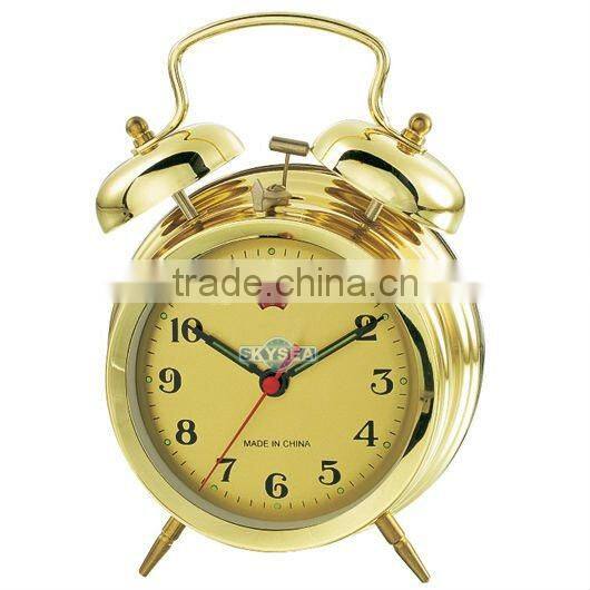 3.5 metal case mechanical alarm clock mechanism, retro design clock, desktop clock