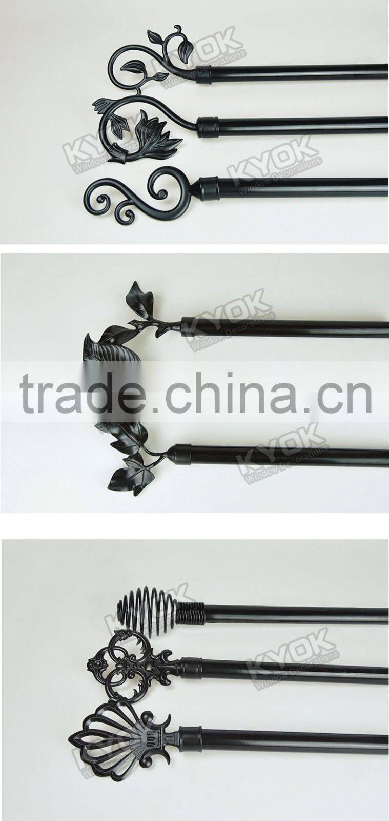 KYOK black color durable curtain finials,black color curtain finials for iron curtain poles with cheap price