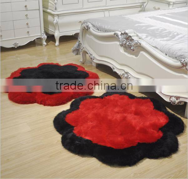 sheepskin rug home decoration ,round shape luxury sheep fur carpet