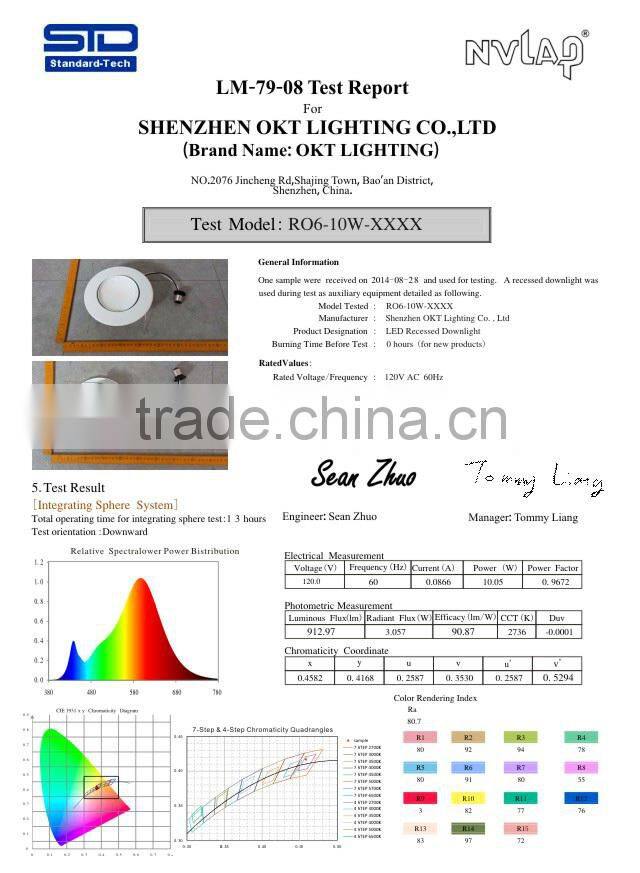 UL Energy Star approved 5 in. and 6 in. 2700k white led recessed trim rotatable downlight