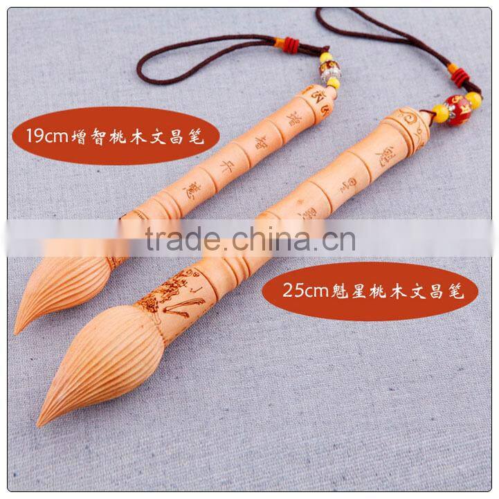 Peach wooden wen chang pen decoration