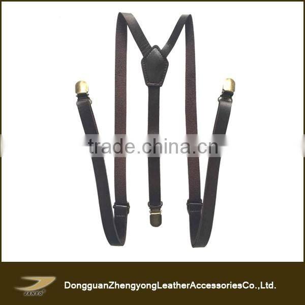 New design skinny men genuine leather suspender