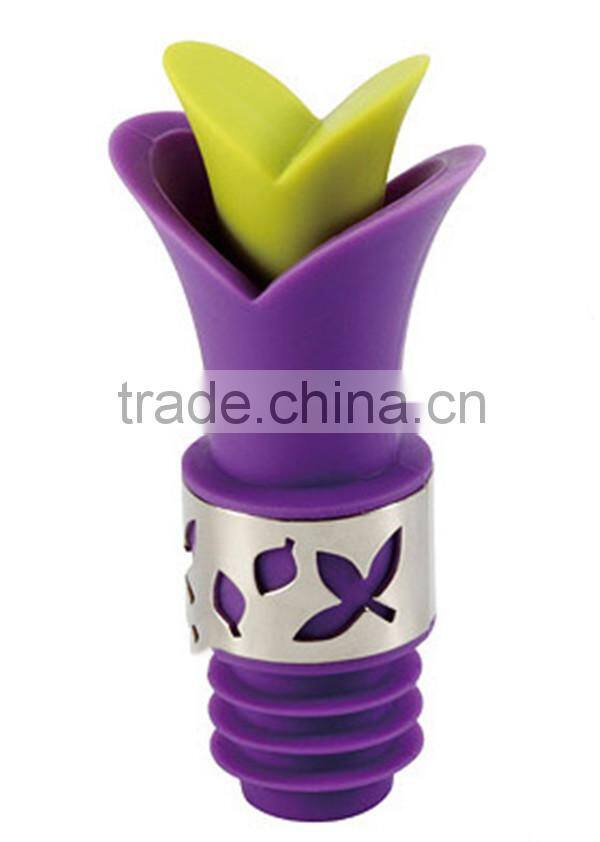Eco-friendly promotional cheap silicone novelty red wine bottle stopper