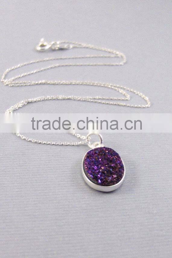 Sterling Silver Druzy Gemstone necklace