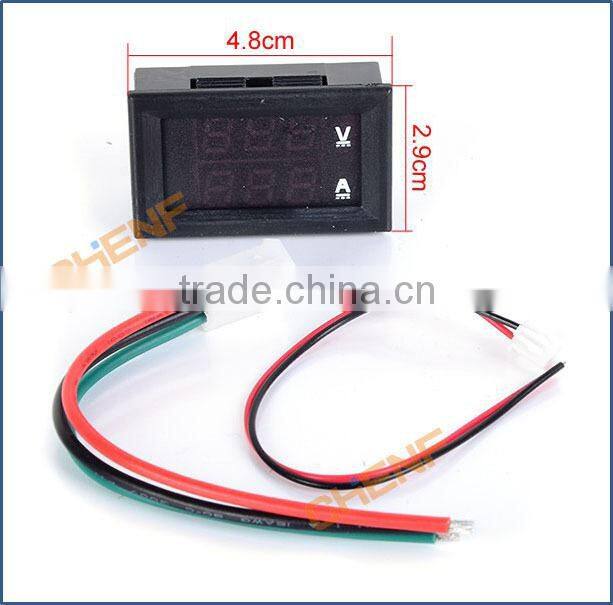Cheaper High Quality DC Volt Amp Dual display Meter 0.28" DC 0-100V/10A Voltmeter Ammeter With Ampere Shunt Red+Blue LED