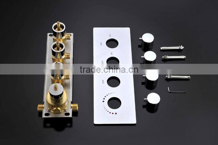 Contemporary High Pressure 4 Handle 3 Way In Wall Bath Shower Faucet Hot Cold Mixing Water Control Valve