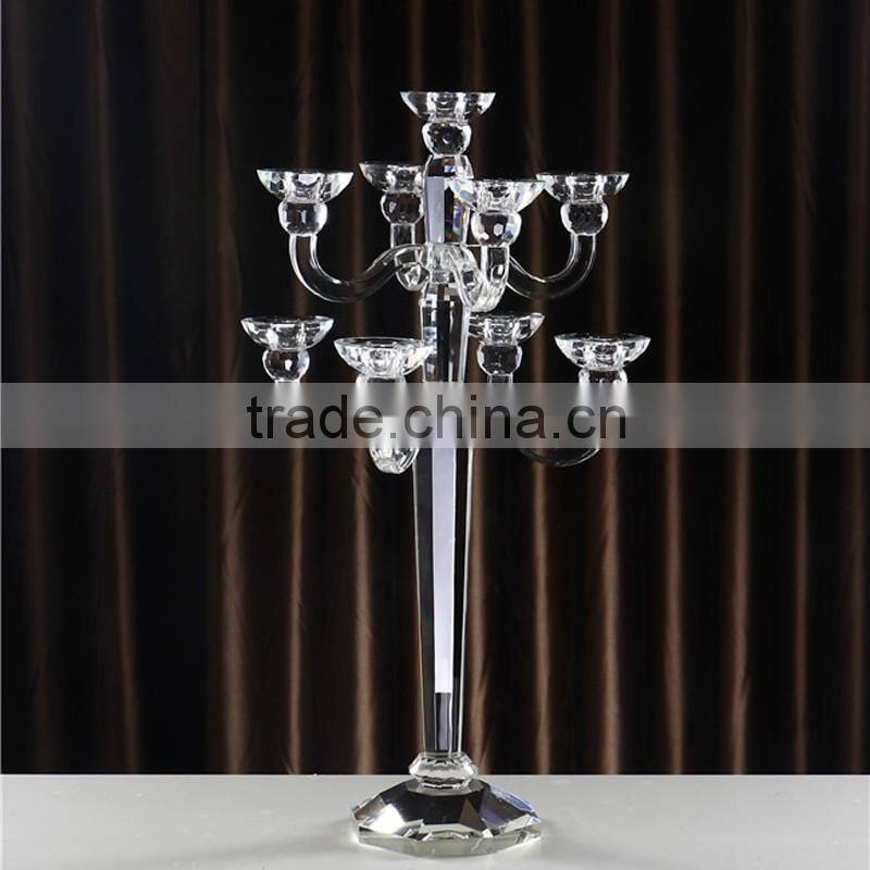 New!!!cheap newest design 9arms crystal candle holder