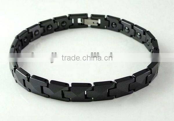 Diamond Cut Black Ceramic Link Bracelets Modern Design#13001