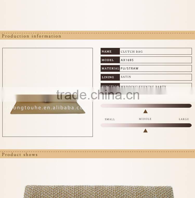 2015 wholesale vogue ladies PU/straw Messenger bag