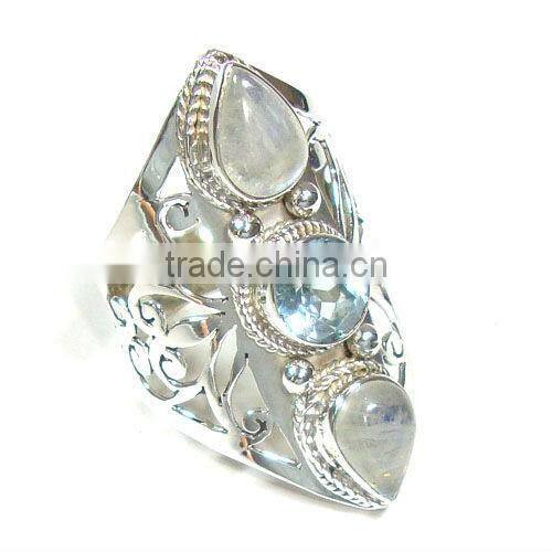 Blue lapis lazuli stone 925 silver fashion ring