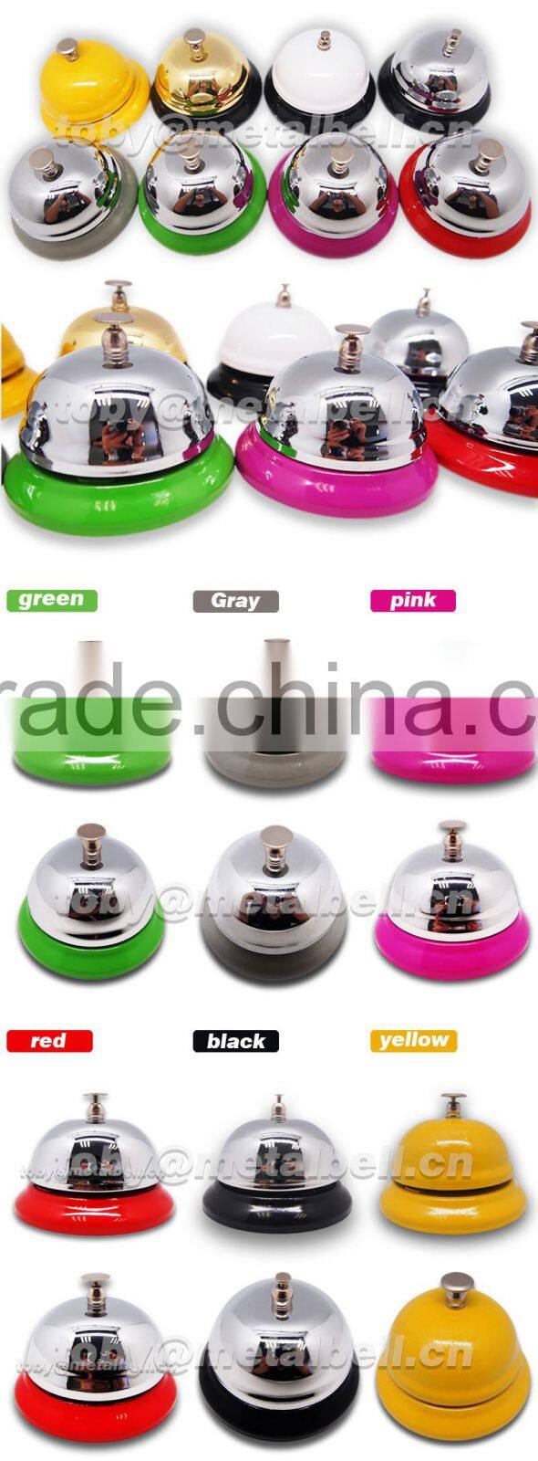 dinner table call bell in silver or gold cover and colorful painted base