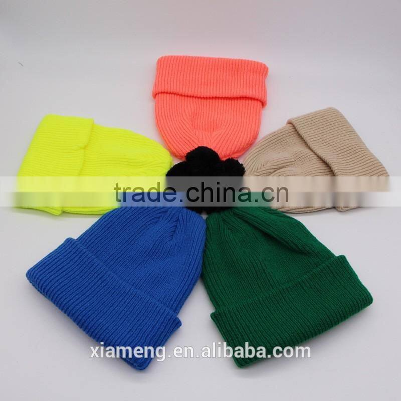 fashion plain design candy sweet kids winter hats and caps with top ball