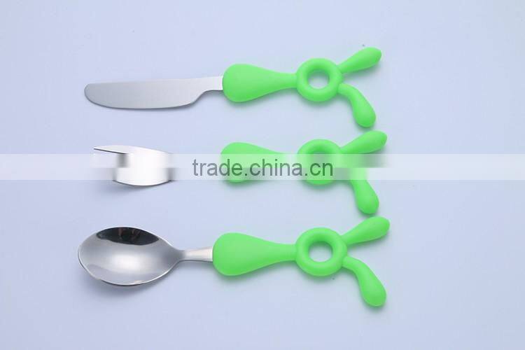 Children baby infant kids feeding stainless steel fork spoon knife sets