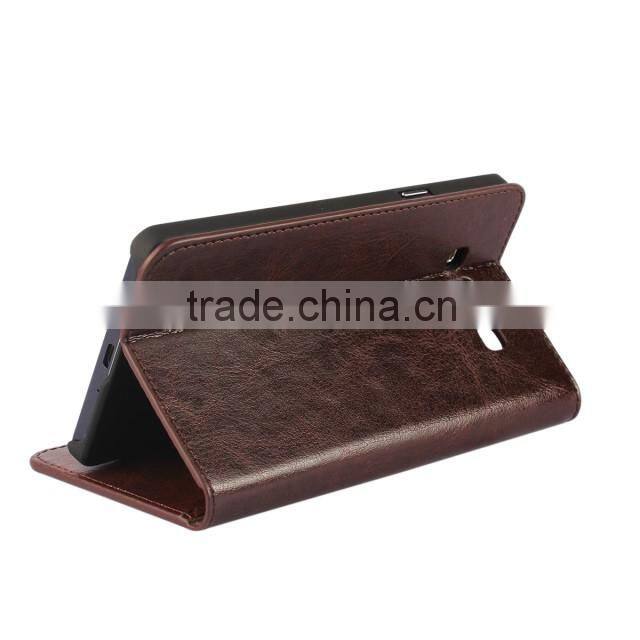 Luxury Mobile Phone Case For Samsung Galaxy A7 Leather Crazy Horse grain premium leather wallet Flip Holder Cover Case